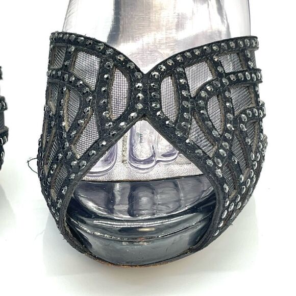 ALFANI High Evening Wear Strappy Peep Toe Heels in Black Size 9 - Picture 6 of 8